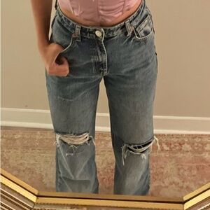 Women's Distressed Blue Jeans